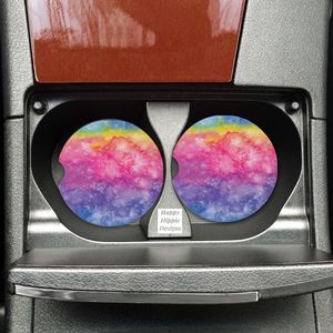 Rainbow Watercolor Car Coasters 2 Pack
